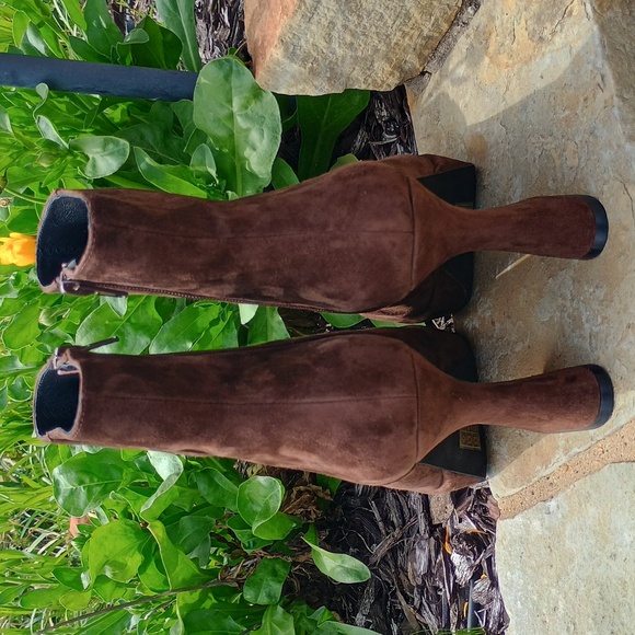 Jeffrey Campbell Humanity Zip Platform Brown Suede Boots Women's Size 8.5 - Picture 2 of 7